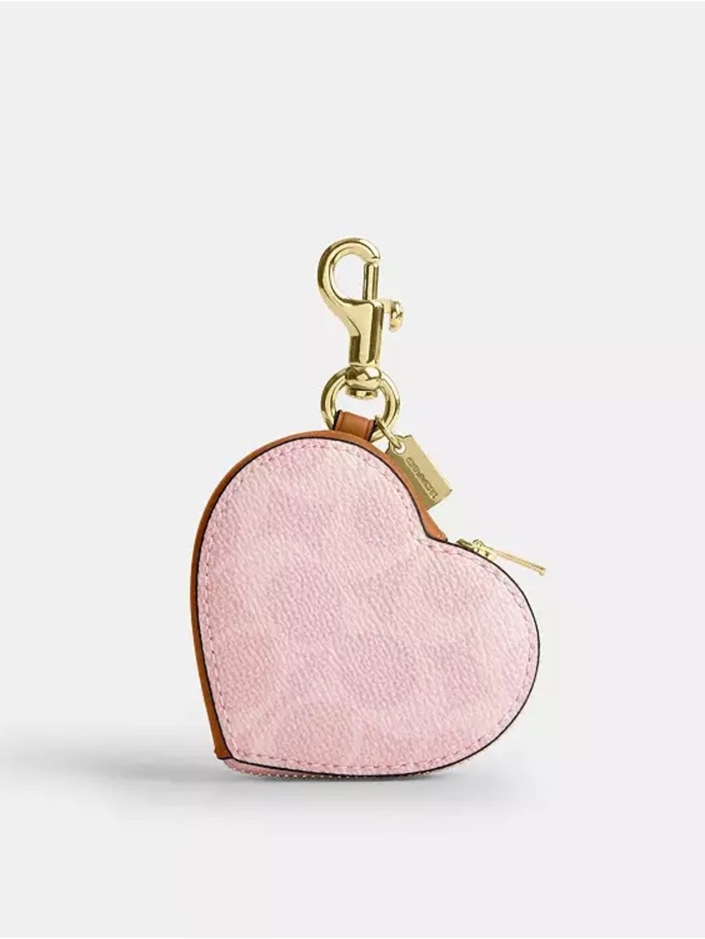 Coach Pink Heart Coin Pouch Keychain with Gold Hardware